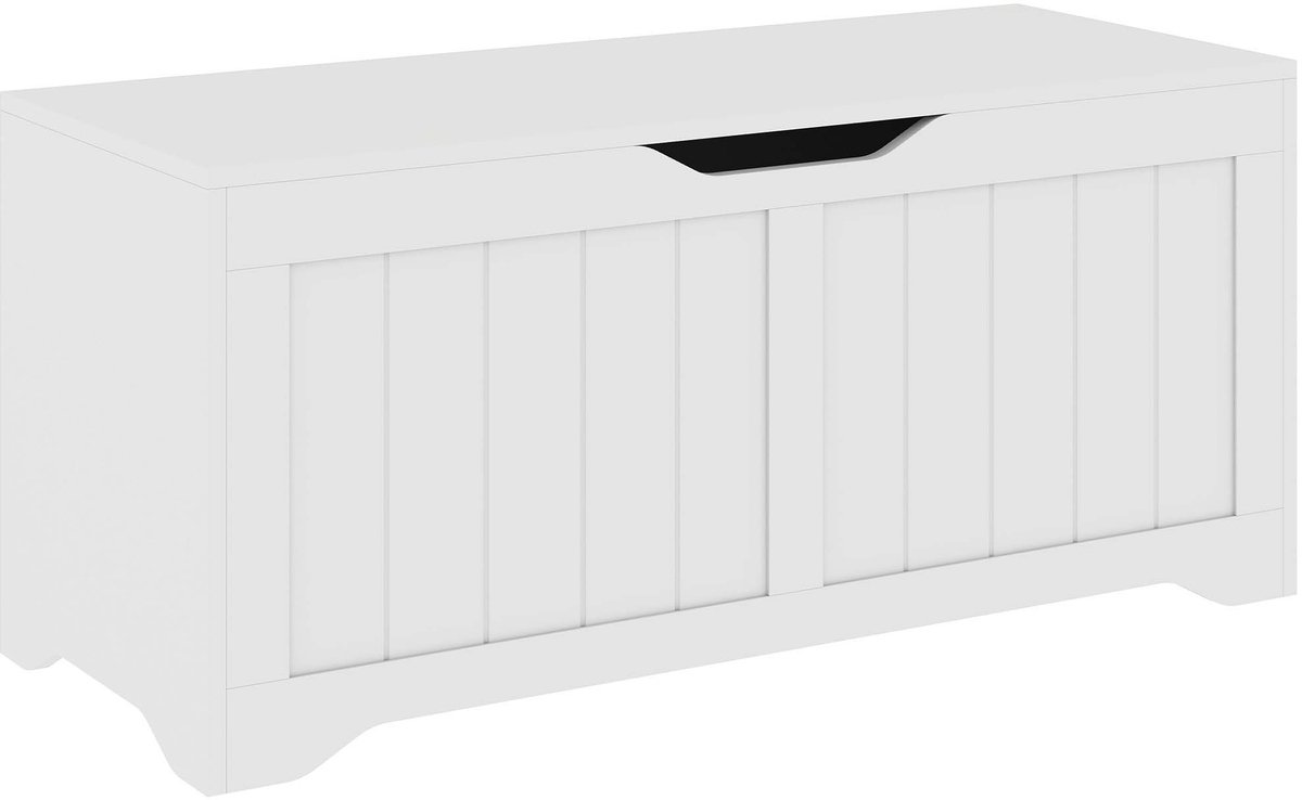 Opbergbank Opbergbox 100x40x45cm Wit Met Veilige Soft-close Deksel Grote Inhoud 136L Greepvrij Sleufontwerp Te Gebruiken als Schoenbank of Extra Zitplaats Draagvermogen 100kg Opbergbank voor Hal en Woonkamer