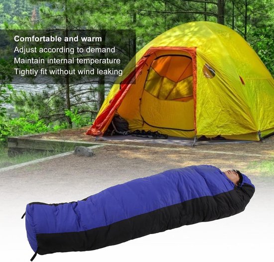 Lichtgewicht Slaapzak - Mummie Slaapzak - Kamperen en Reizen - Ultralicht en Compact - 208 x 80 cm - Blauw — afbeelding 5