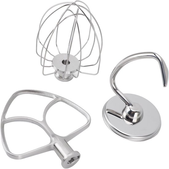 Mixer Onderdelen Set - Keukenmachine Accessoires - Bakken en Mixen - 3 Delige Set - Standaard Maten - Zilverkleurig — afbeelding 3