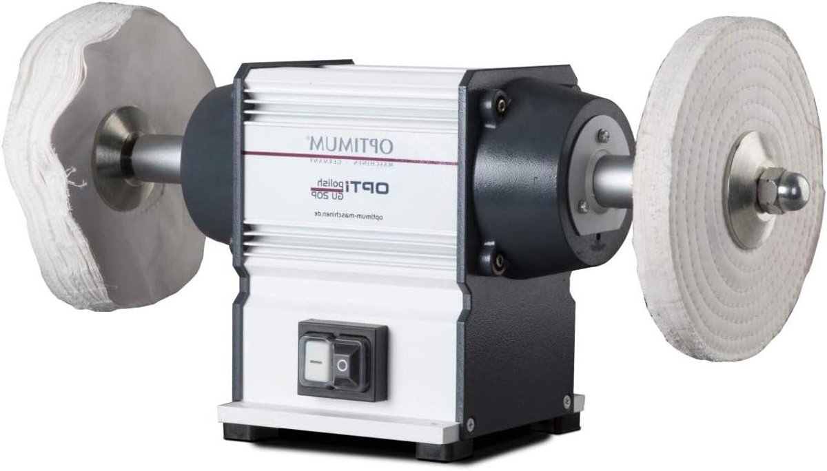 Polijstmachine - Metaal polijster - Metaal bewerken - Onderhoudsvrije motor - 200 mm schijven - Grijs