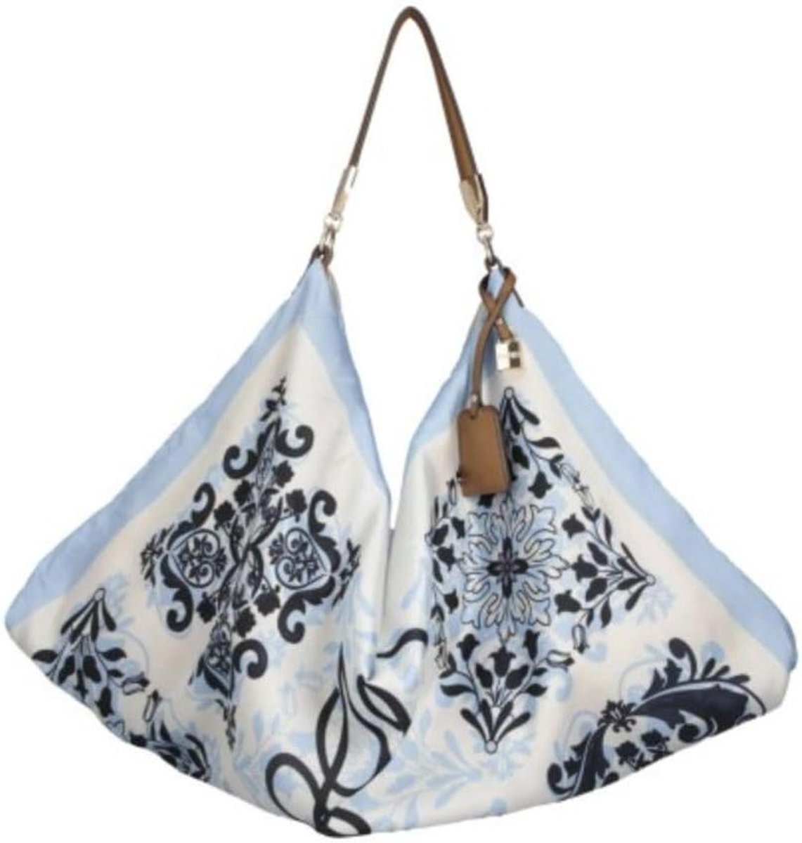 Dameshandtas - Schoudertas - Dagelijks Gebruik - Bedrukte Satijnen Stof - 58 cm - Meerkleurig
