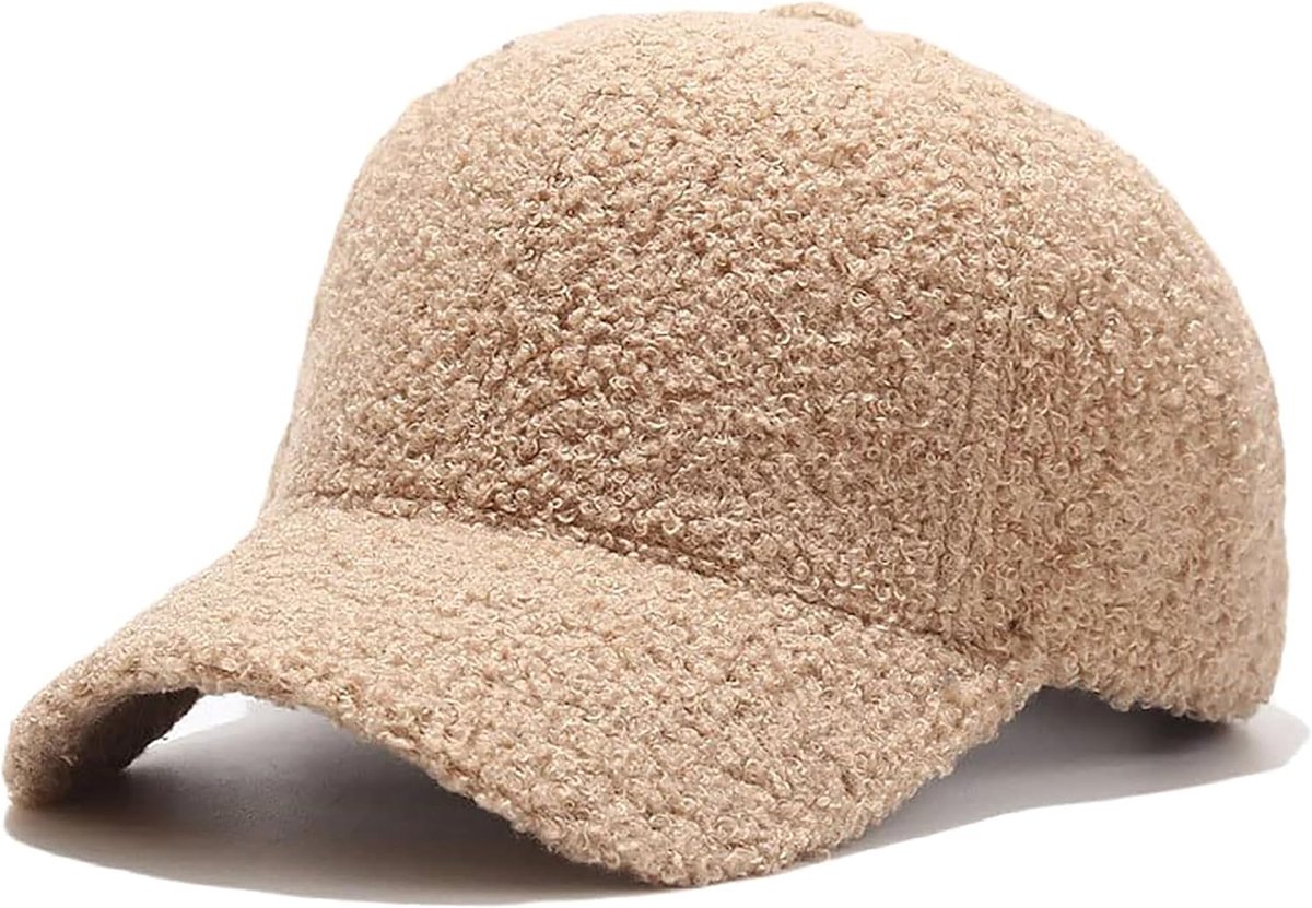 Baseball Cap voor Vrouwen Lamswol Effen Kleur Warm Baseball Cap voor