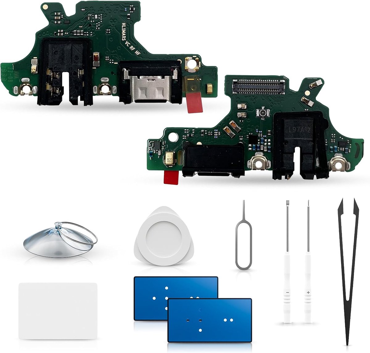 oplaadaansluiting (vervangend) voor Huawei P30 Lite | Oplaadaansluiting (Dock Connector) met microfoon, opladerreparatie en reparatieset met gereedschap.