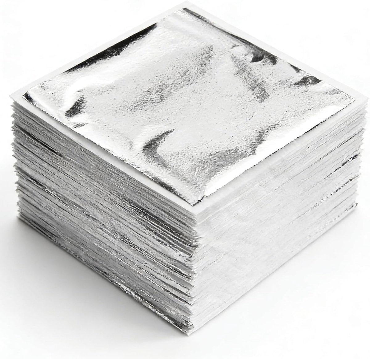 100 vellen bladzilver imitatie, 8 x 8,5 cm, bladzilver om te knutselen, zilverfolie voor kunstprojecten, handwerk, decoratie, vergulden en doe-het-zelf creatie, bladzilver set, bladmetaal