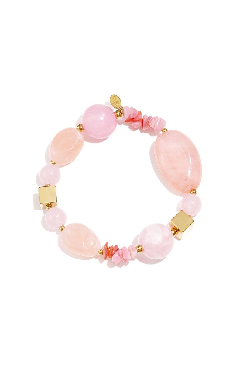 Charming pink beaded bracelet for women, all fit