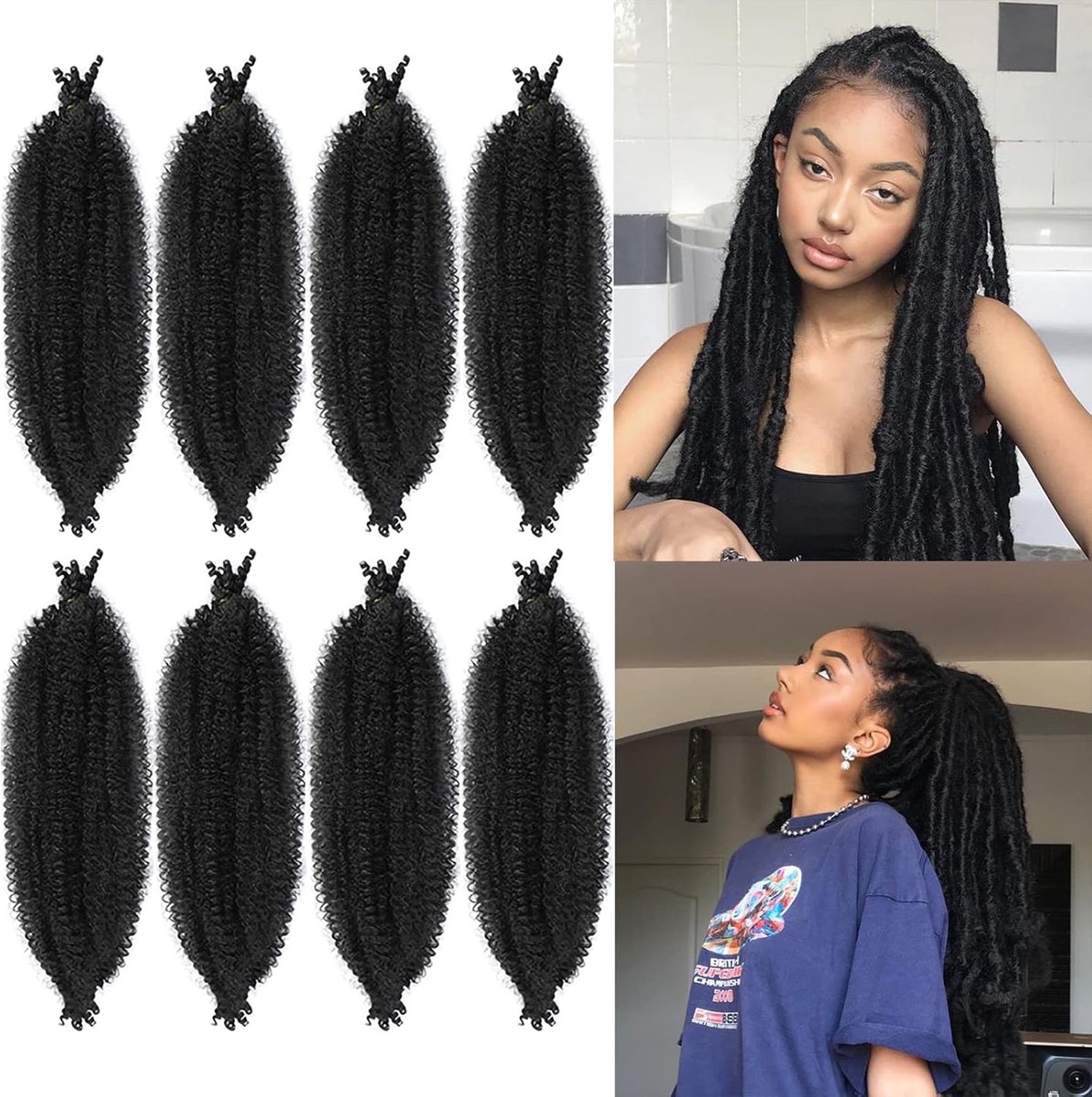 Springy Afro Twist Hair 16 Inch 3 Packs Pre-Separated Kinky Marley