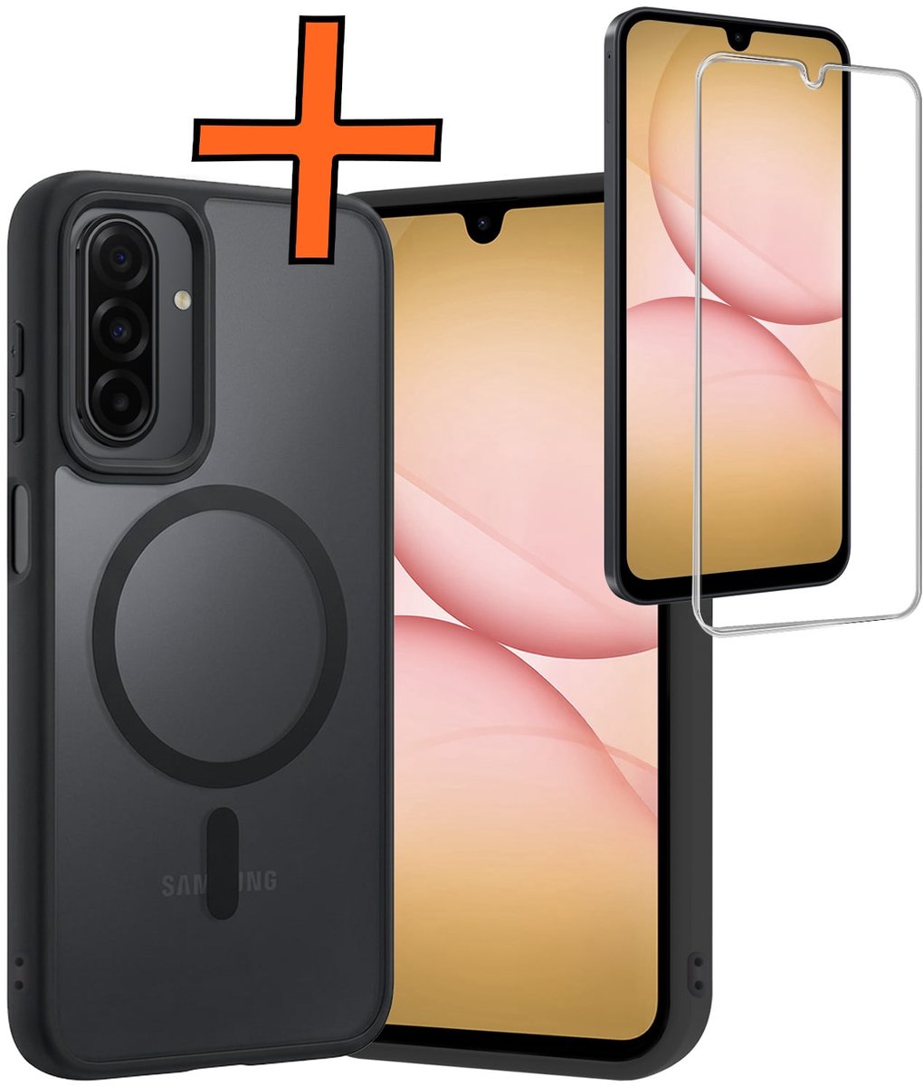 Hoes - Met Screenprotector - Geschikt voor Samsung Galaxy A17 - Magsafe Compatible - Sterk & Shockproof - Back Cover - Shock Proof Case - Telefoon Hoes - Zwart