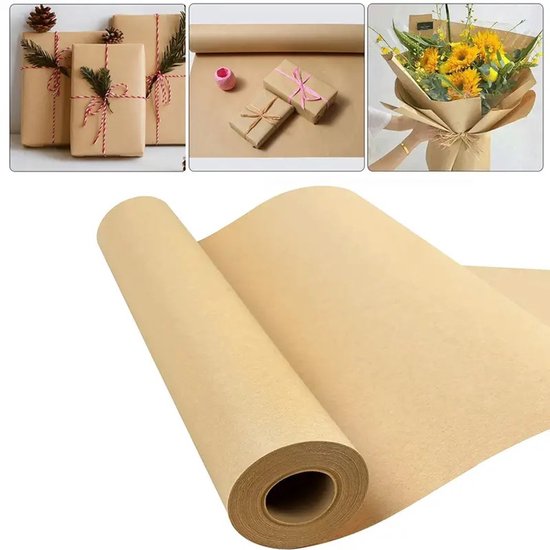 Foto: Kraftpapier inpakpapier cadeaupapier inpakpapier voor boeketten verpakkingsmateriaal geschikt voor het inpakken van cadeaus bloemen kaki 45 cm 10 m