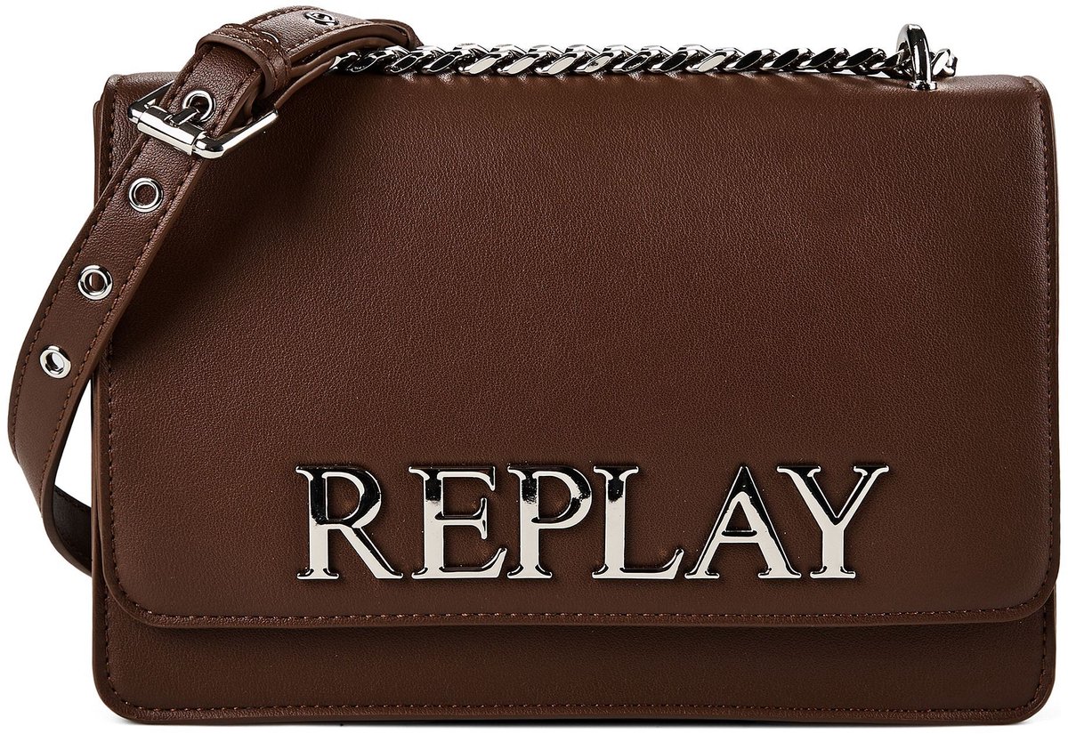 REPLAY schoudertas Crossbody Bag Dark Brown donkerbruin