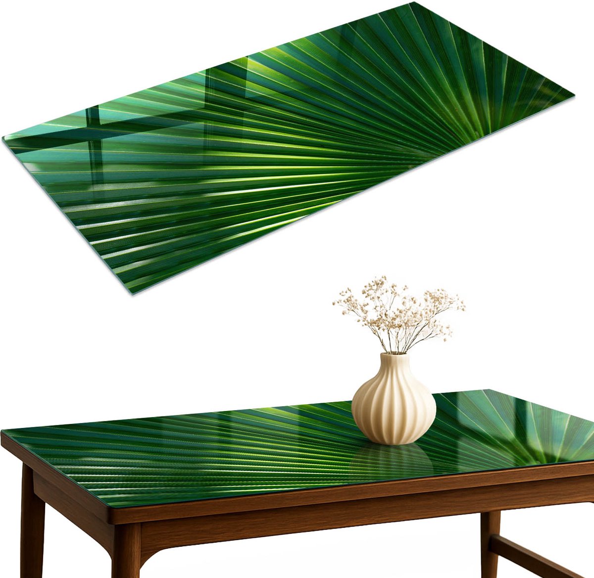 ArtPrintCave Plantmotief Glazen Tafelblad 120x60 cm - Tafelblad Rechthoek - Groente Tafelblad Glas - Natuur Terrastafel