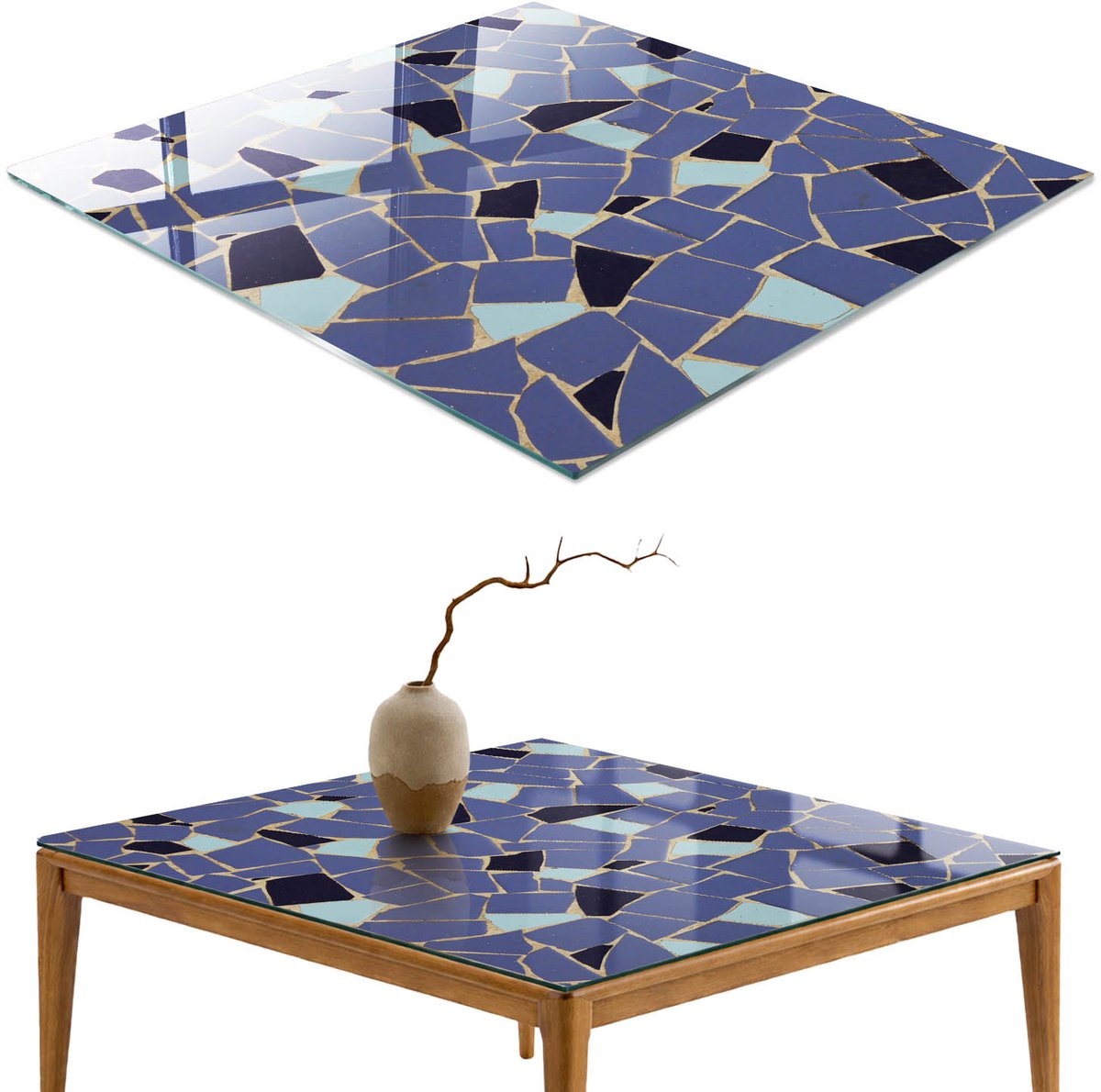 ArtPrintCave Kleurrijk patroon Glazen Tafelblad - 50x50 cm - Tafelblad Vierkanten - Marine Keukentafel - Achtergronden en patronen Keukentafel
