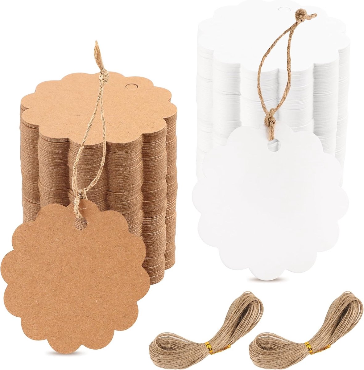 200 Stuks Kraft Papieren Cadeaulabels met 40m Jute Touw voor Handgemaakte Cadeaus, Decoratie en Bruiloften