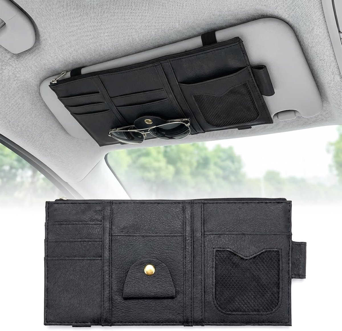 zonnebrilhouder voor het autovizier, multifunctionele brilhouder, clip voor zonneklep, ideaal voor het opbergen van foto's, kaarten, rijbewijs, pennen