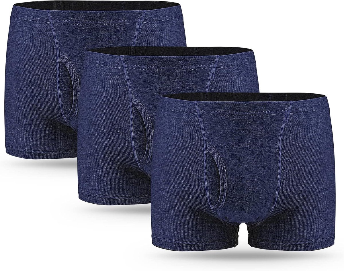 3-delige set heren incontinentiebroeken Katoenen wasbare, herbruikbare en lekbestendige incontinentiebroeken voor heren met absorberend kussen 300 ML urinevolume blauw maat XL