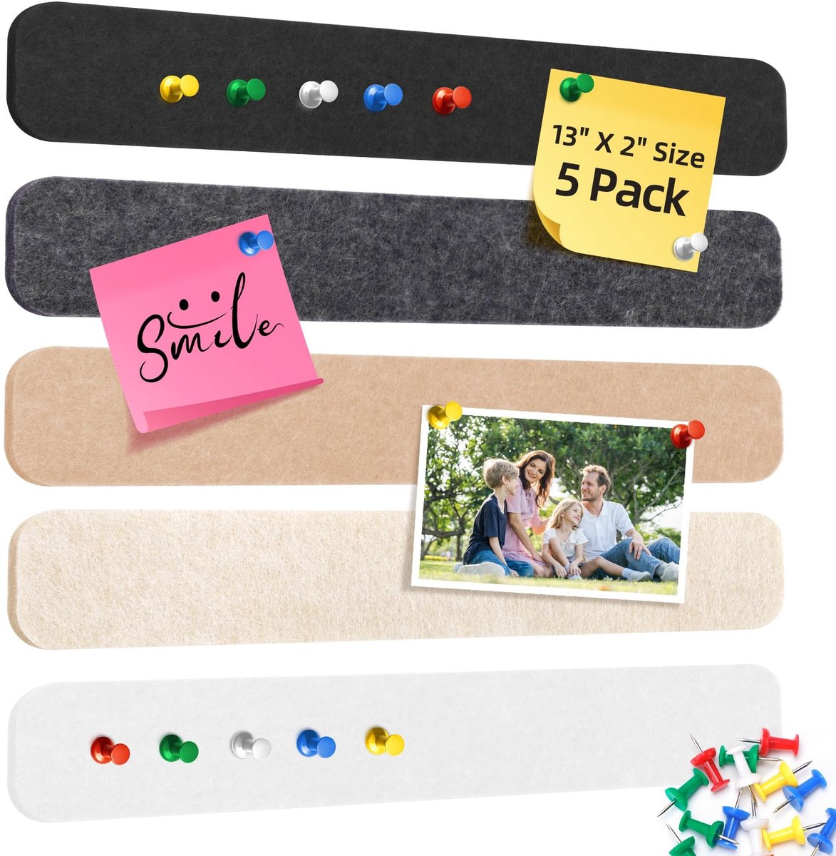 Omgoods - Viltstrips voor Prikbord - Zelfklevende Set met 10 Punaises voor Thuis en Kantoor