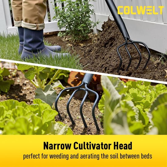 Omgoods - 4-Tanden Tuin Cultivator Hark - 150 cm Hand Tiller — afbeelding 4