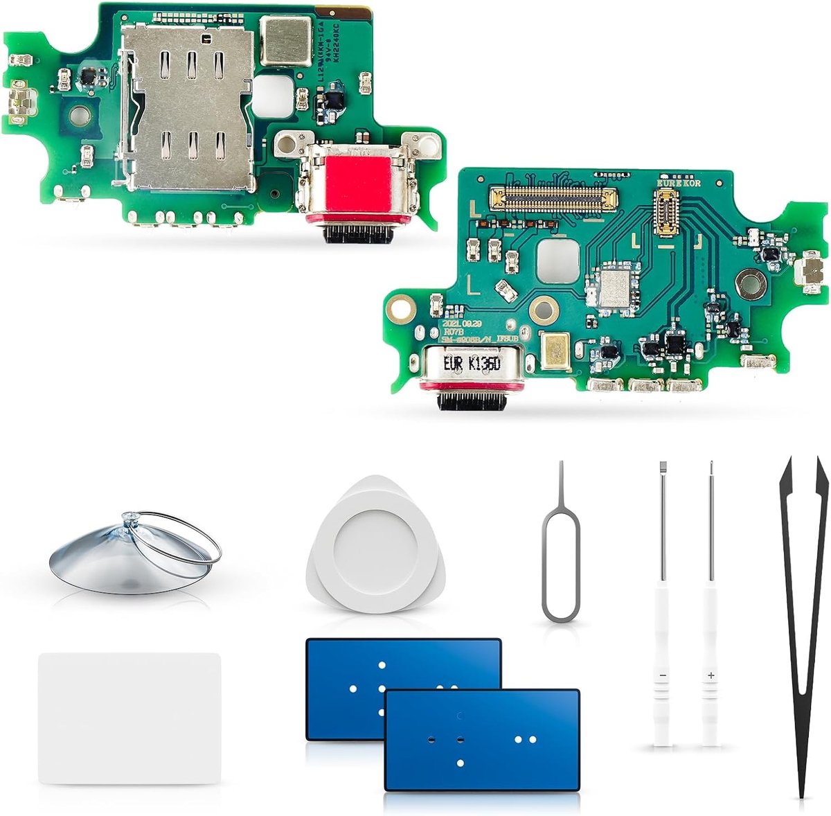 oplaadaansluiting (vervangend) voor Samsung Galaxy S22+ Plus | Oplaadaansluiting (Dock Connector) met microfoon, opladerreparatie en reparatieset met gereedschap.