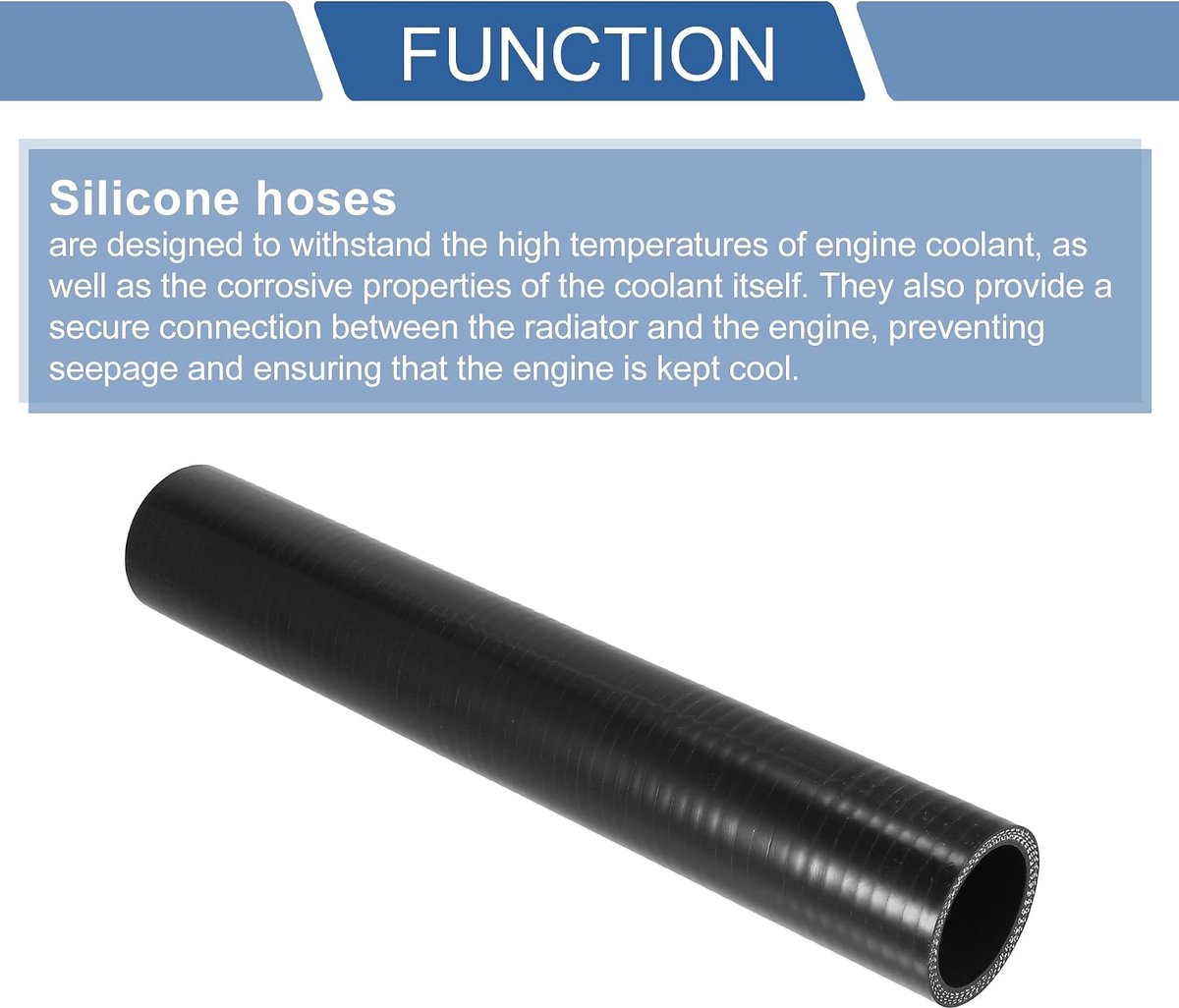 Siliconen slang, zwart, 1 stuk voor koelmiddel voor auto's | 38 mm, 300 mm lengte, 5 mm dik, -60 °C ~ 300 °C, 1 MPa, voor motorolie, remvloeistof, nieuw