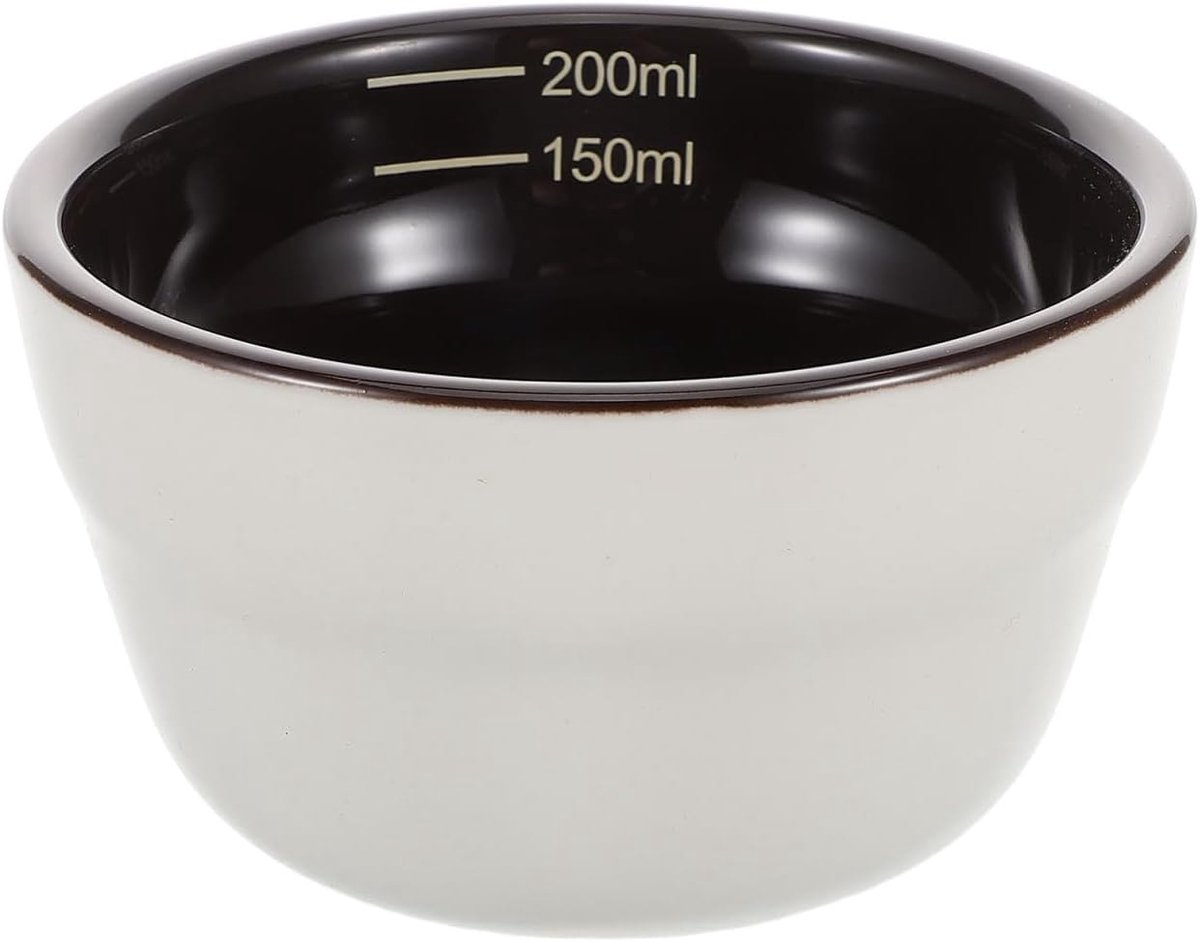 Koffiemaatbeker van porselein, nauwkeurige keramische koffiedoseerbeker voor bonen en water, compacte huishoudbeker voor koffieproeverij en bereiding thuis en onderweg