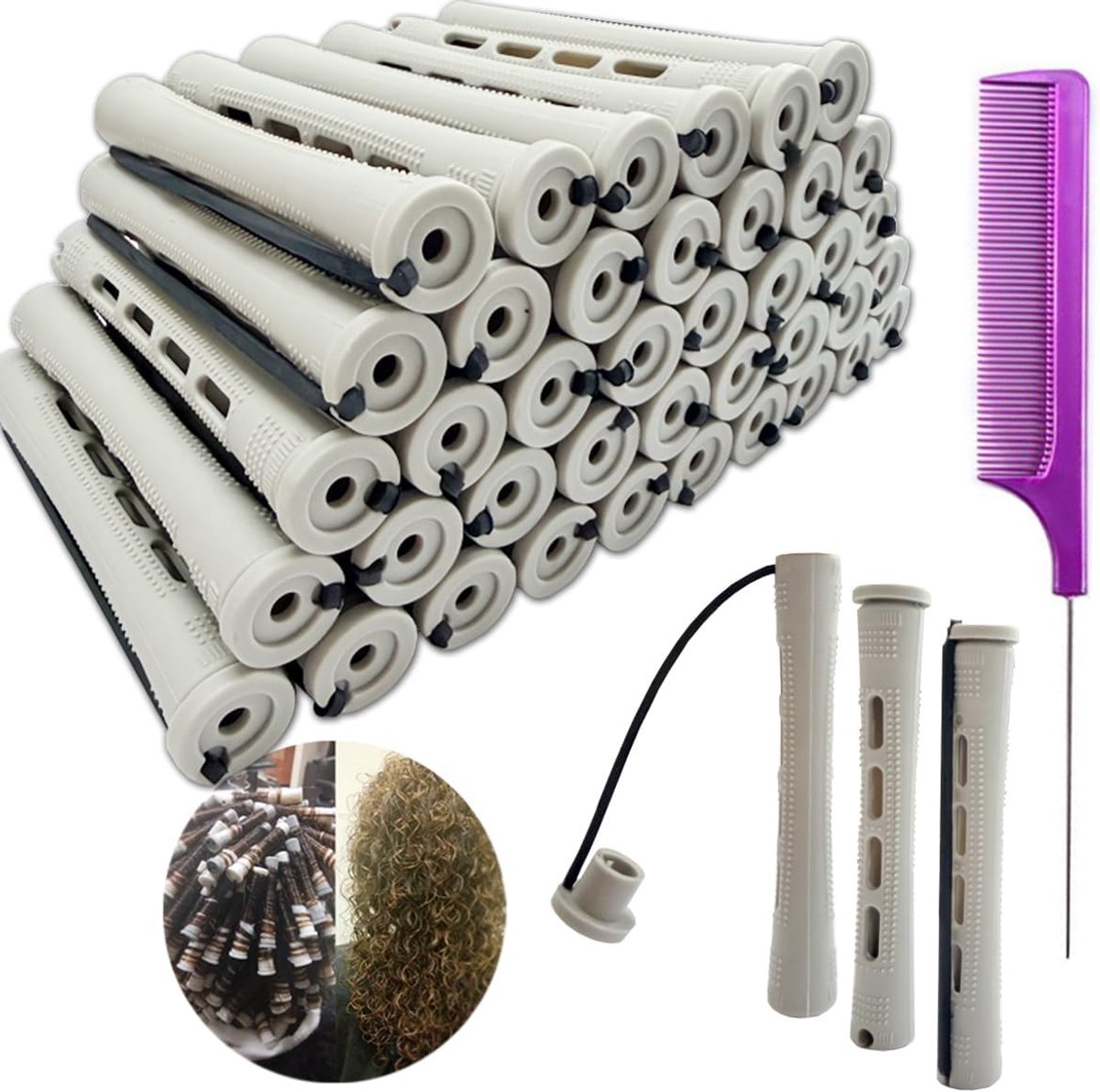Krulspelden, krulspelden middelgroot | haargolfstangen met elastiek, haarrollers voor vrouwen, koude golfstangen en kam, voor styling thuis, salon gebruik