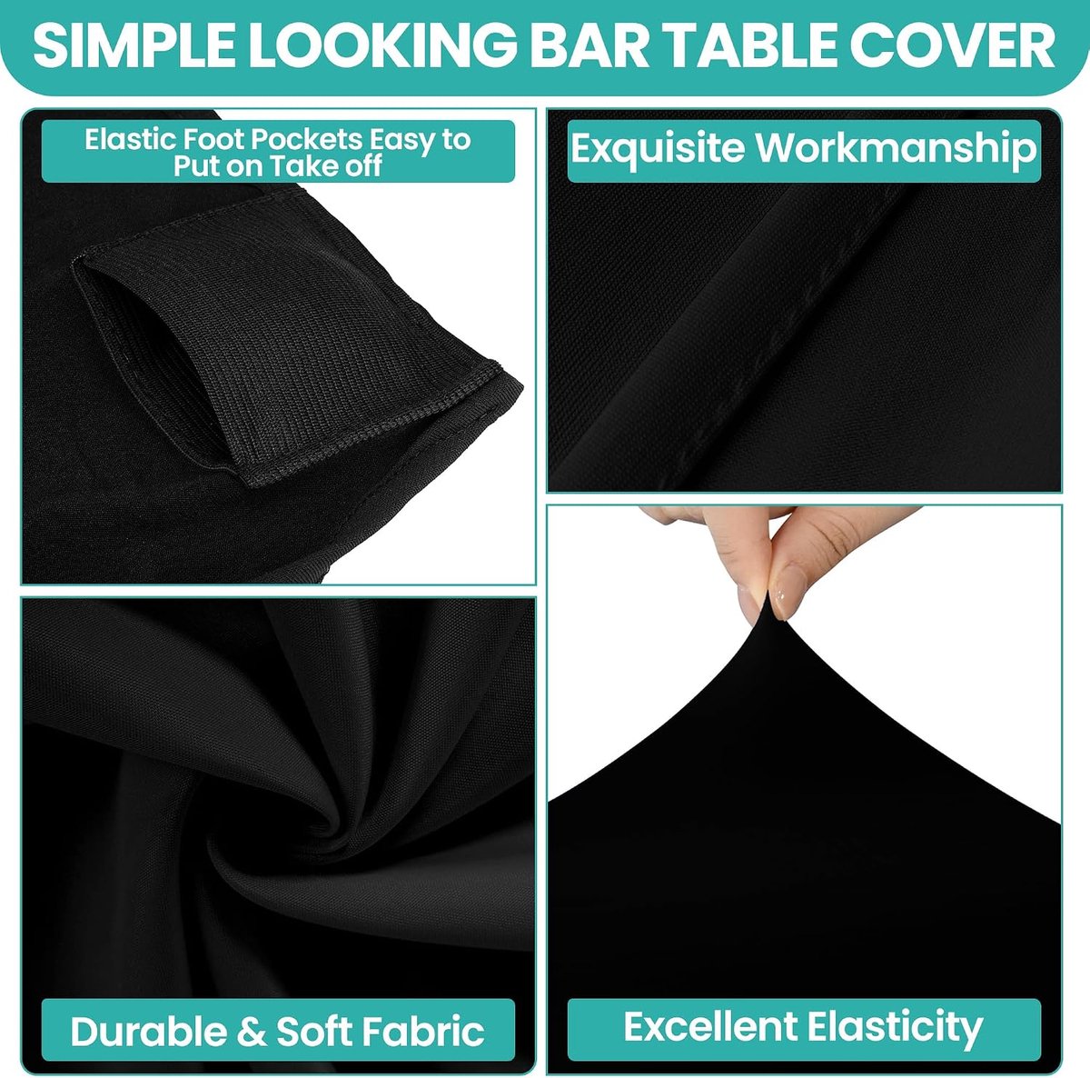 Shop 80cm x 110cm Cocktail Spandex Tafelkleed Droge Bar Stretchable Cover voor bruiloft, verjaardagsfeesten, Home Decor, Event Decor, Zwart | Highboy Rekbaar tafelkleed voor bruiloft, cocktailuren, bistrotafels, casinoavonden en vip-feestevenementen