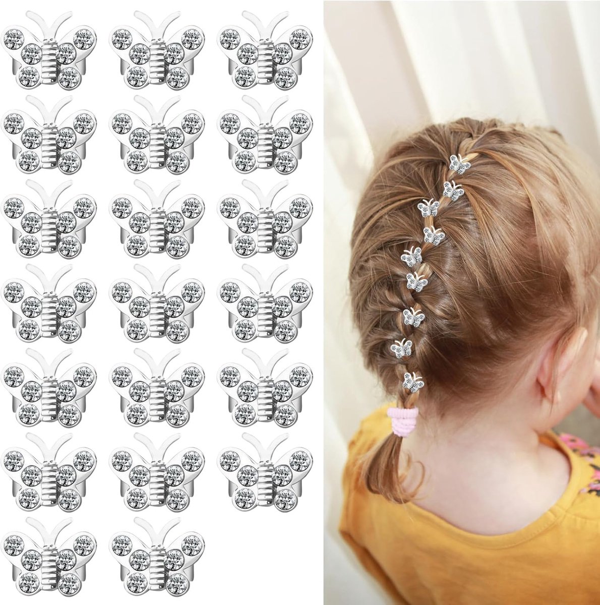 Haarspelden, schattige haarspelden, decoratief, klauwklemmen, bruidshaarspeldjes, kleine zilveren accessoires Mini Rhinestone Butterfly Clips Capelli