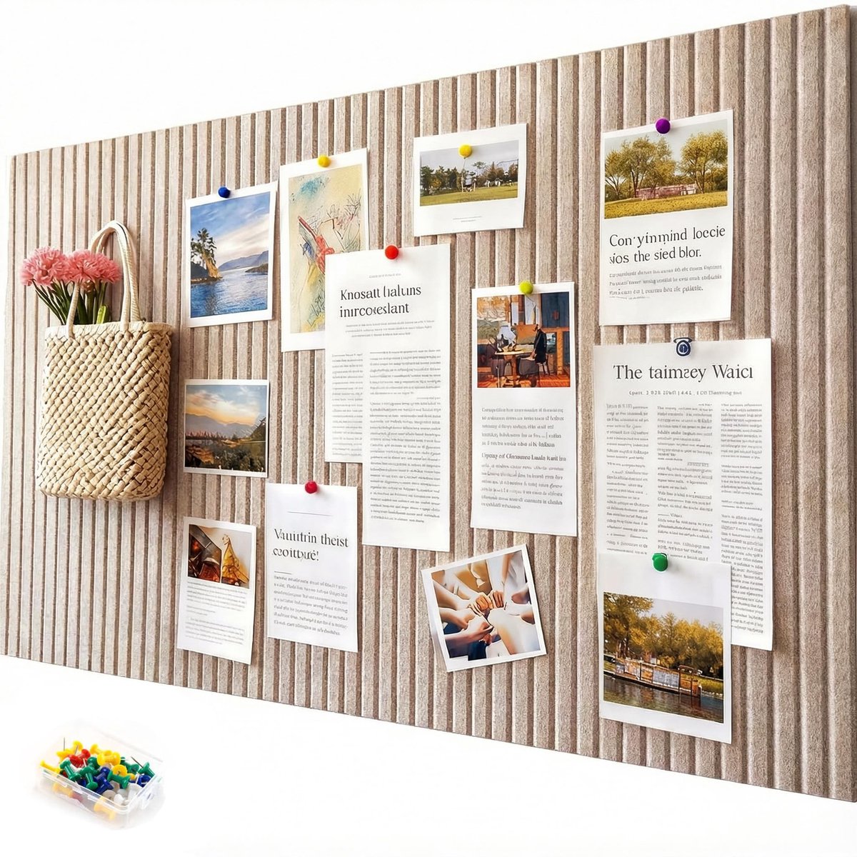 Omgoods - Grote Zelfklevende Vilt Prikbord, 60 x 40 cm, Vouwbaar, Vision Board en Foto Wand