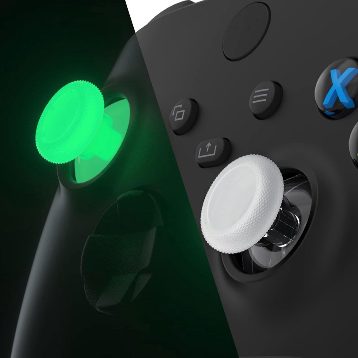 eXtremeRate Glow in Dark Groen Vervangende Thumbsticks voor Xbox Series X/S, Xbox One Standaard & Elite Controller, Aangepast Joystick, ABS Materiaal