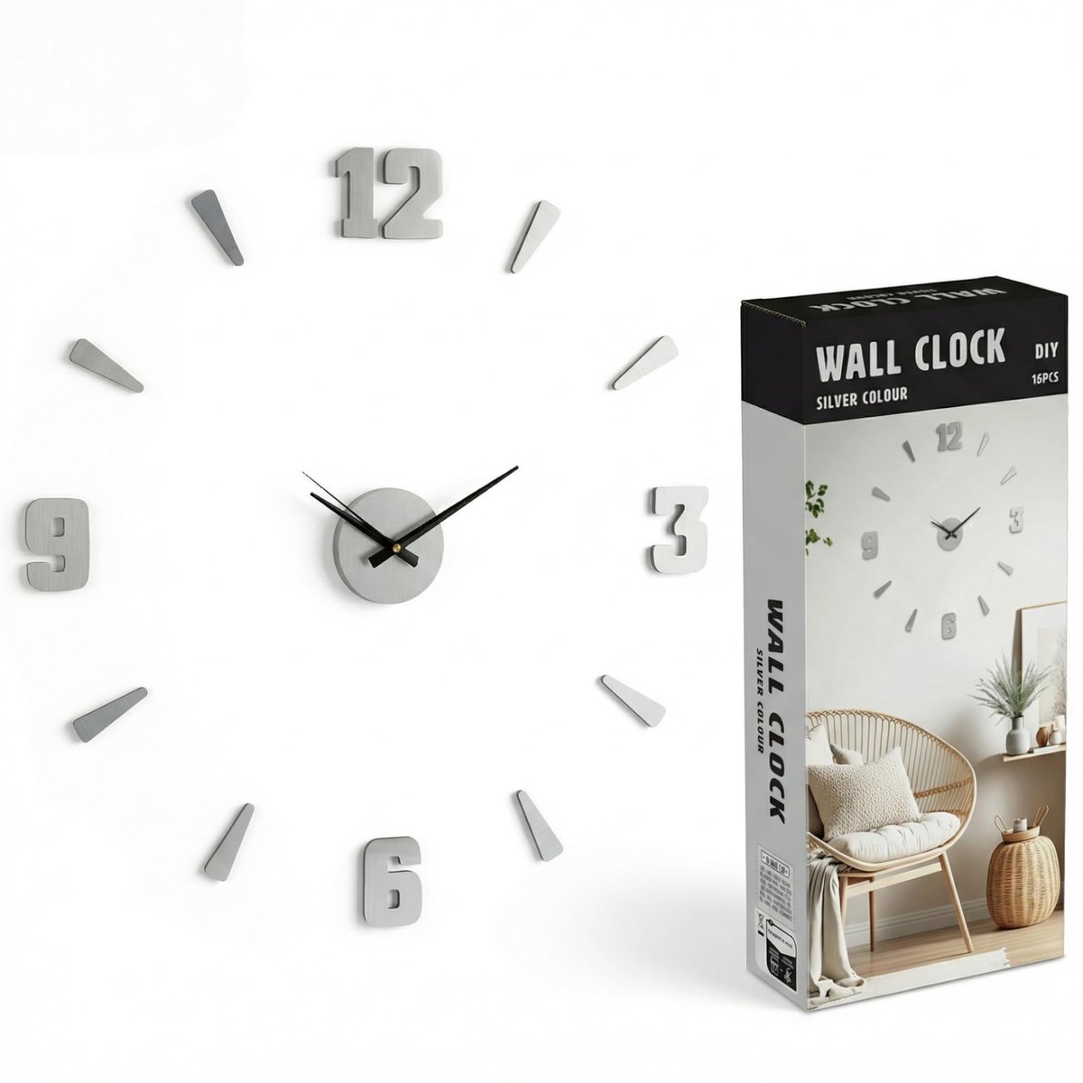 Omgoods - DIY Wandklok met Cijferstickers en Moderne Design
