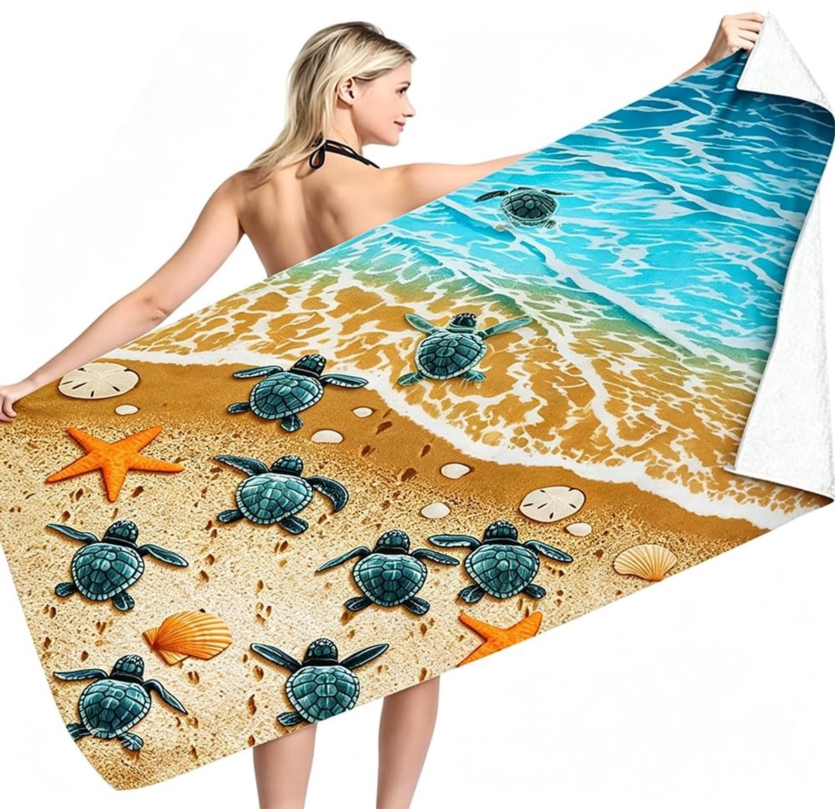 Omgoods - Microvezel Strandlaken met Schildpad Motief 180x90cm
