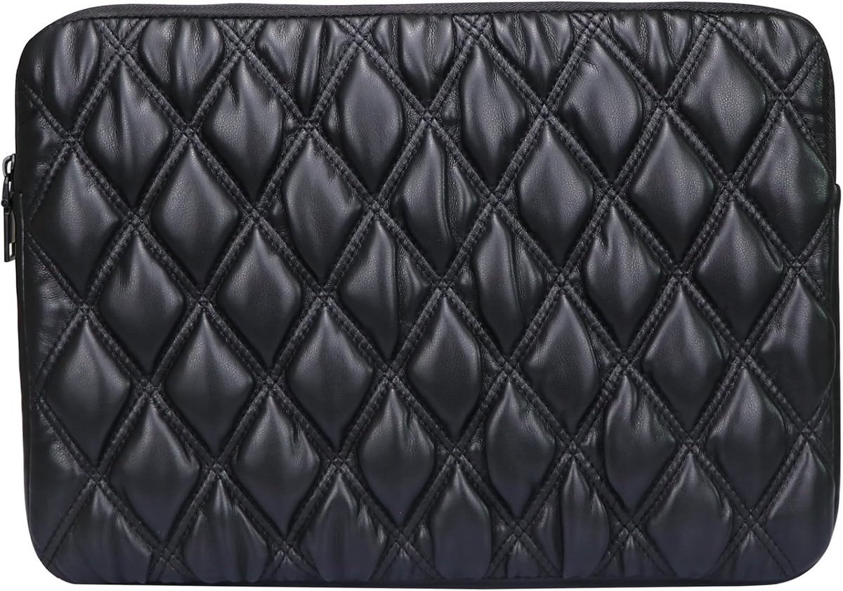 Puffy Laptophoes, tas voor 13 inch 14 inch MacBook Pro/MacBook Air, zachte lichte MacBook-hoes, laptophoes, laptoptas, zwart, Medium