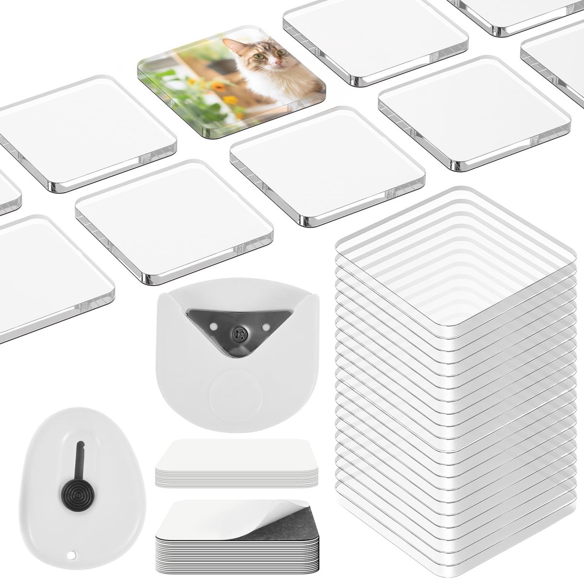 Omgoods - Set van 20 Acryl Koelkastmagneten voor Creatieve Knutselprojecten - 5 x 5 cm
