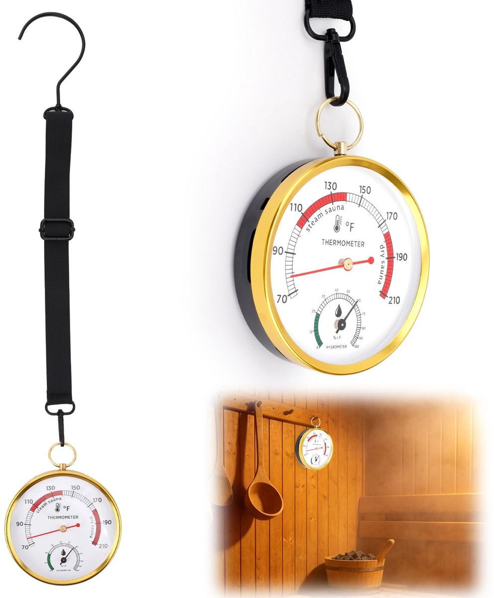 Omgoods - Saunathermometer en Hygrometer met Draagkoord voor Stoomsauna