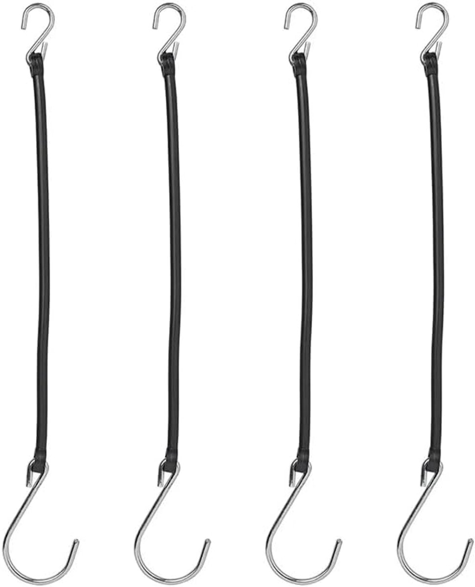 342130S 4 stuks x veiligheidskoord voor het vastzetten van boordwandslot/valslot van aanhangers | Flexibel PVC met metalen haken van 12 en 30 mm. Ideaal voor het vastzetten van zeilen en kampeeruitrusting.