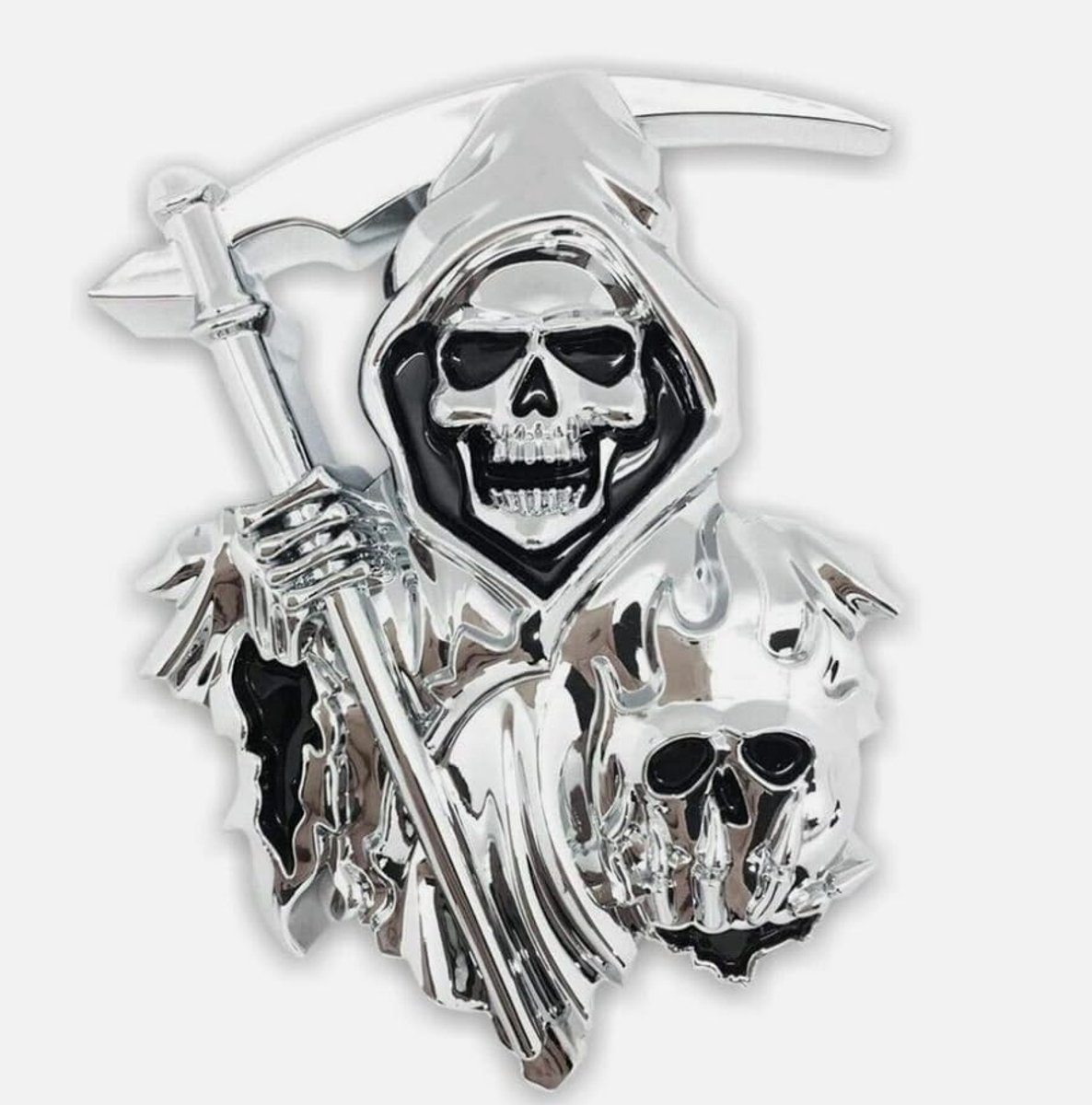 3D Magere Hein Decal voor elk plat oppervlak - Chrome autostickers - vrachtwagen- of autostickers met aangepaste chromen sticker van Magere Hein Schedel