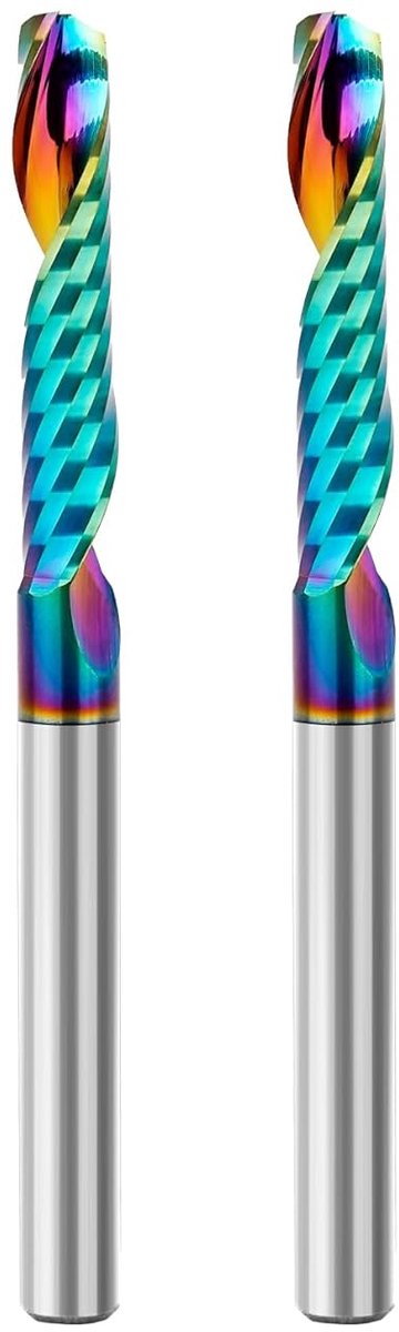 2 stuks aluminium frezen 6 mm schacht CNC hout VHM 32 mm snijlengte schachtfrees met DLC-coating voor aluminium en kunststof