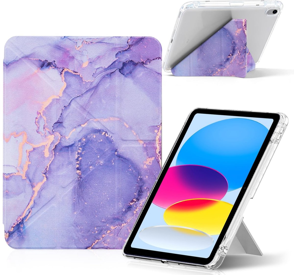 Omgoods - Hoes voor iPad A16 (11e/10e Generatie) - Stootvaste Case met Penhouder en Transparante Schaal