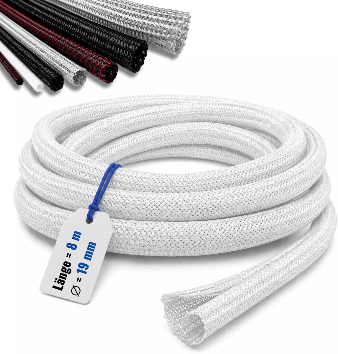 Omgoods - Kabelslang 19mm x 8m Wit - Zelfsluitende Kabelbescherming