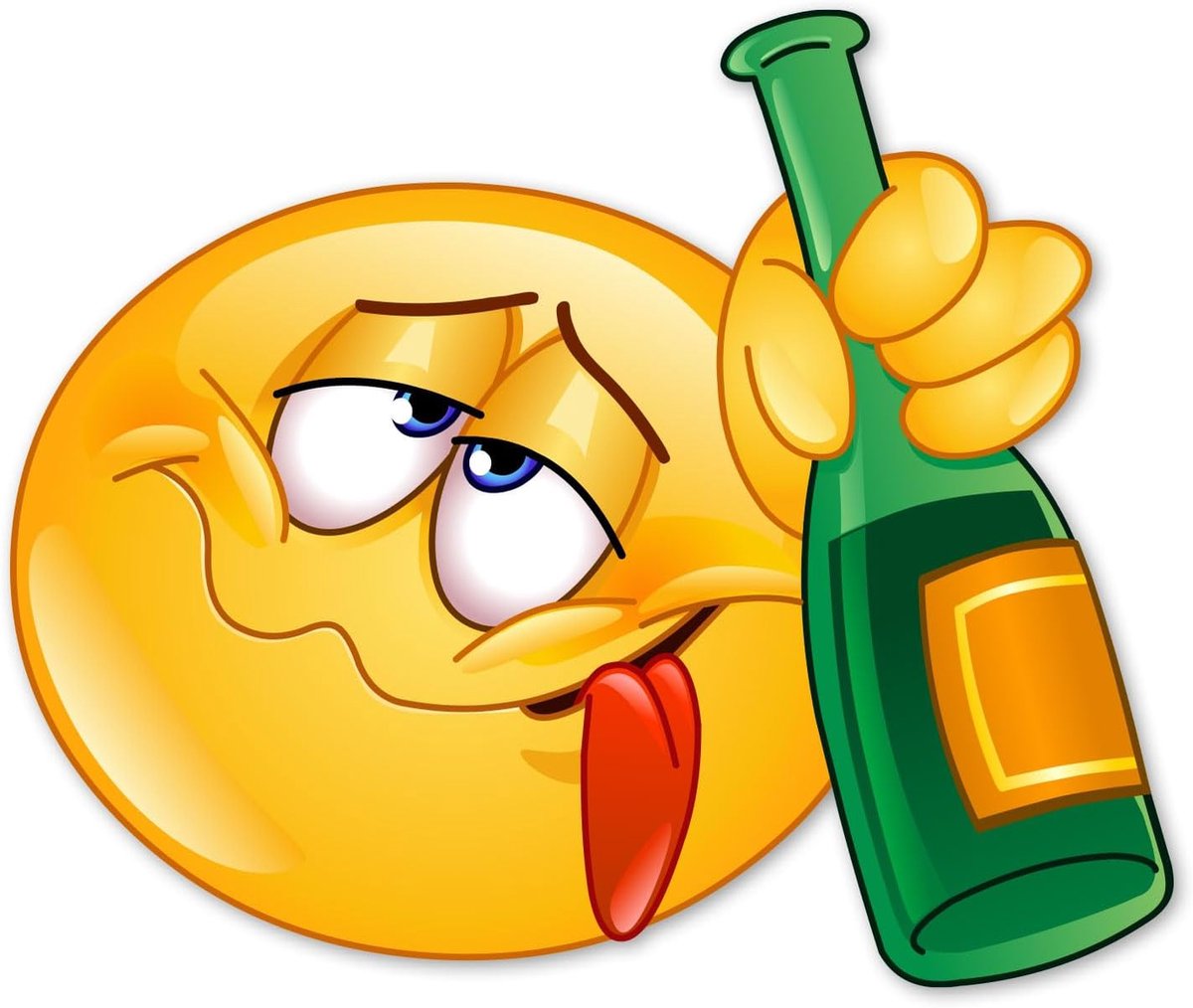 1 Smile-sticker Drunk I 12,5 x 9 cm groot I emoji dronken blauw I bar-toonbank keuken alcohol weerbestendig I kfz254