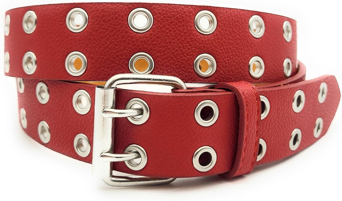 2-gaats 3-gaats klinknagelriem oogjes riem jeansriem dames heren echt leer & PU zwart, wit, rood enz.