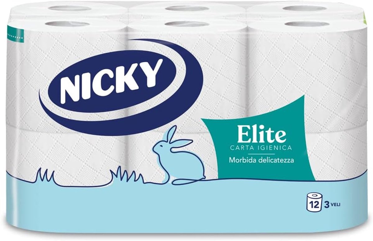 Nicky Elite 3-laags toiletpapier, 12 rollen - ShopVlot