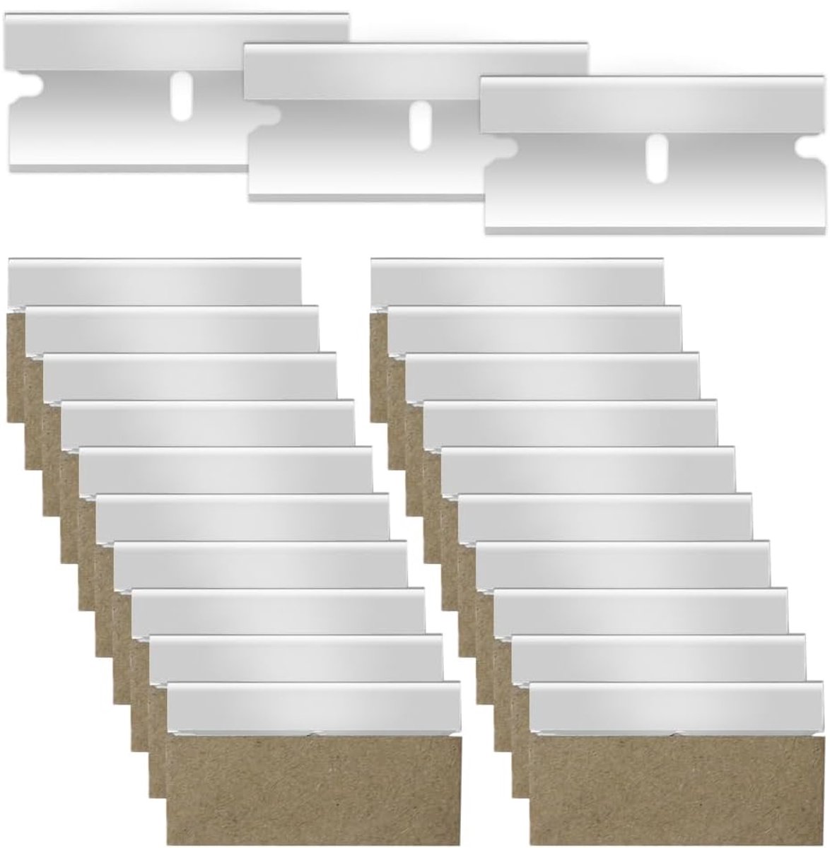 SnelShoppen - 100 Stuks Metaal Schraper Blades Dubbelzijdige Schrapers voor Ramen, Keramiek en Plastic, Niet-Krasend, 4x1.8cm