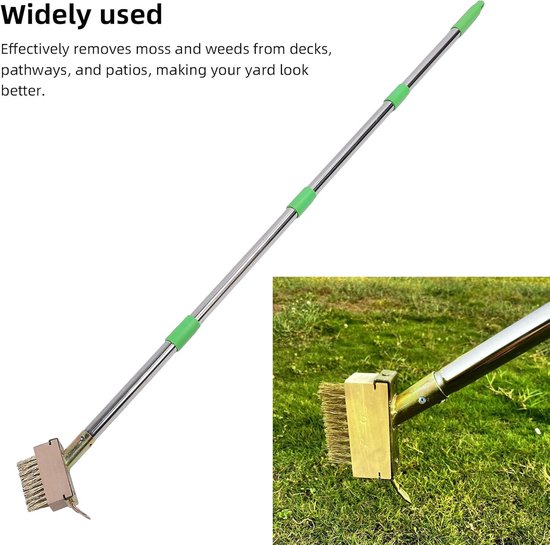 Onkruidsteker Voegen - Onkruidverwijderaar Terras - Onkruid Verwijderen - Dubbele Schraper Borstel - 148 cm Lengte - Zwart — afbeelding 4