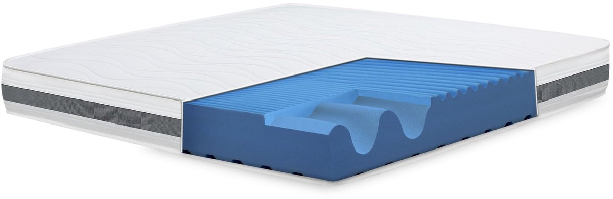 White Stone The White Stone Matras 85x190 cm Antibacterieel Schuim | Hoogte 20 cm | 3D Air Hypoallergeen Hoes | Orthopedisch Thermosensitief Matras Bianco, Grigio