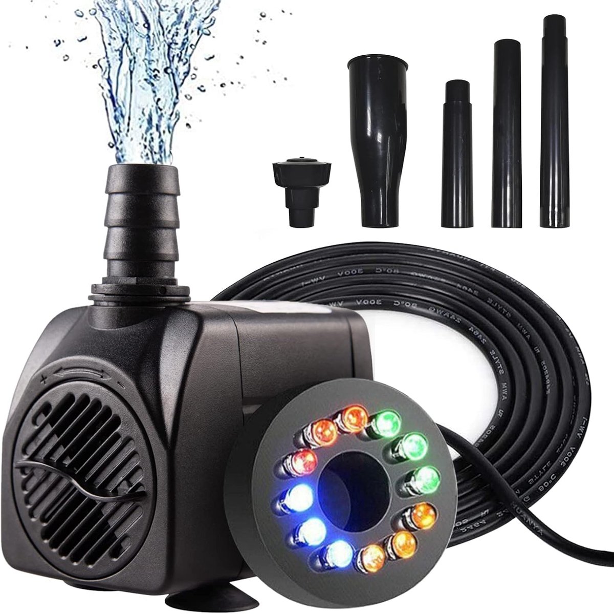 220 V, dompelpomp met sproeiers, waterpomp voor aquarium, geruisloos, decoratieve accessoires, aquarium, vijverpomp, klein filter, extern, 750 l/u, 15 W