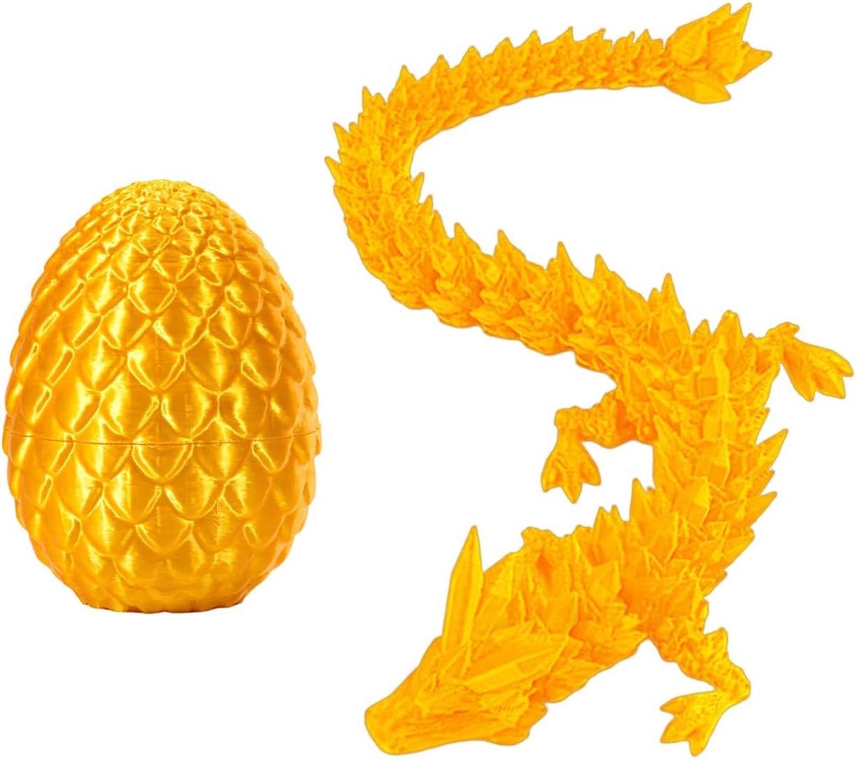 1 stuk gouden drakenei, 3D-bedrukte draak, 3D-bedrukte beweegbare draak, mythisch fragment draak, gouden ei, 3D-bedrukt dier, mythische draak en ei