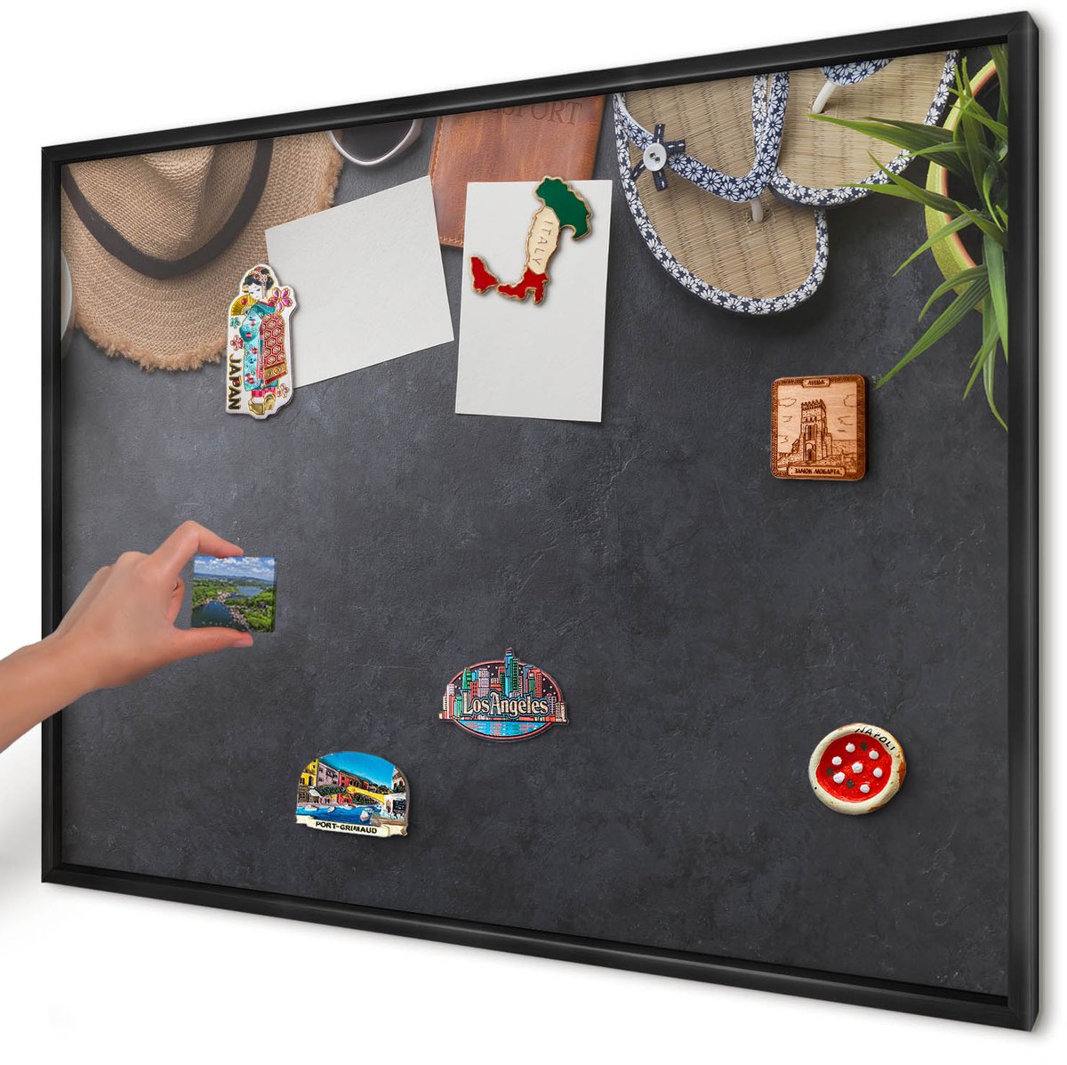 Artprintcave Zwart Magneetbord mit Zwart Frame - 100x70 cm - Vakantiesfeer Wandbord Magnetisch - Fotografisch Memobord Keuken - Hobby