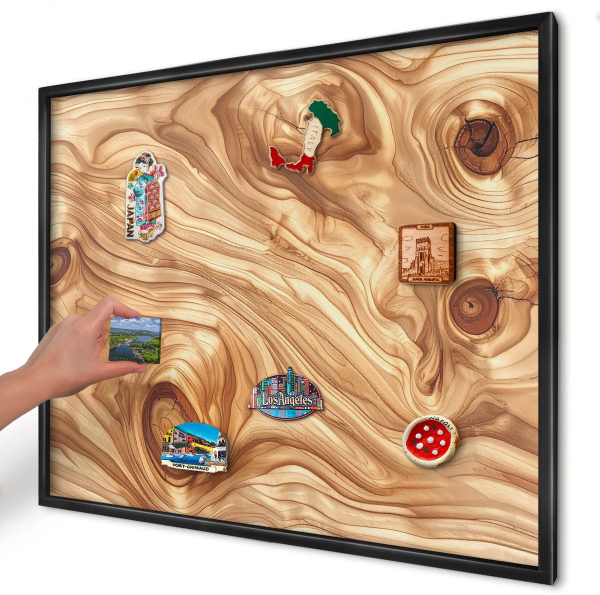 Artprintcave Bruin Magneetbord mit Zwart Frame - 80x60 cm - Houtstructuur Bord Voor Magneten - Rustiek Magnetisch Bord Voor Magneten - Texturen