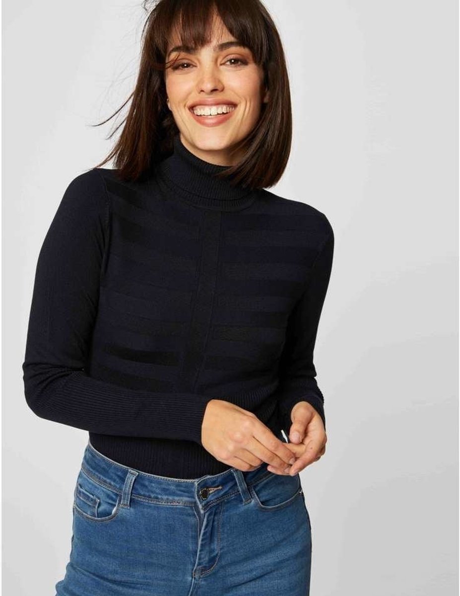 Morgan - Fitted high neck sweater 132-Mentos dark brown - Maat : M