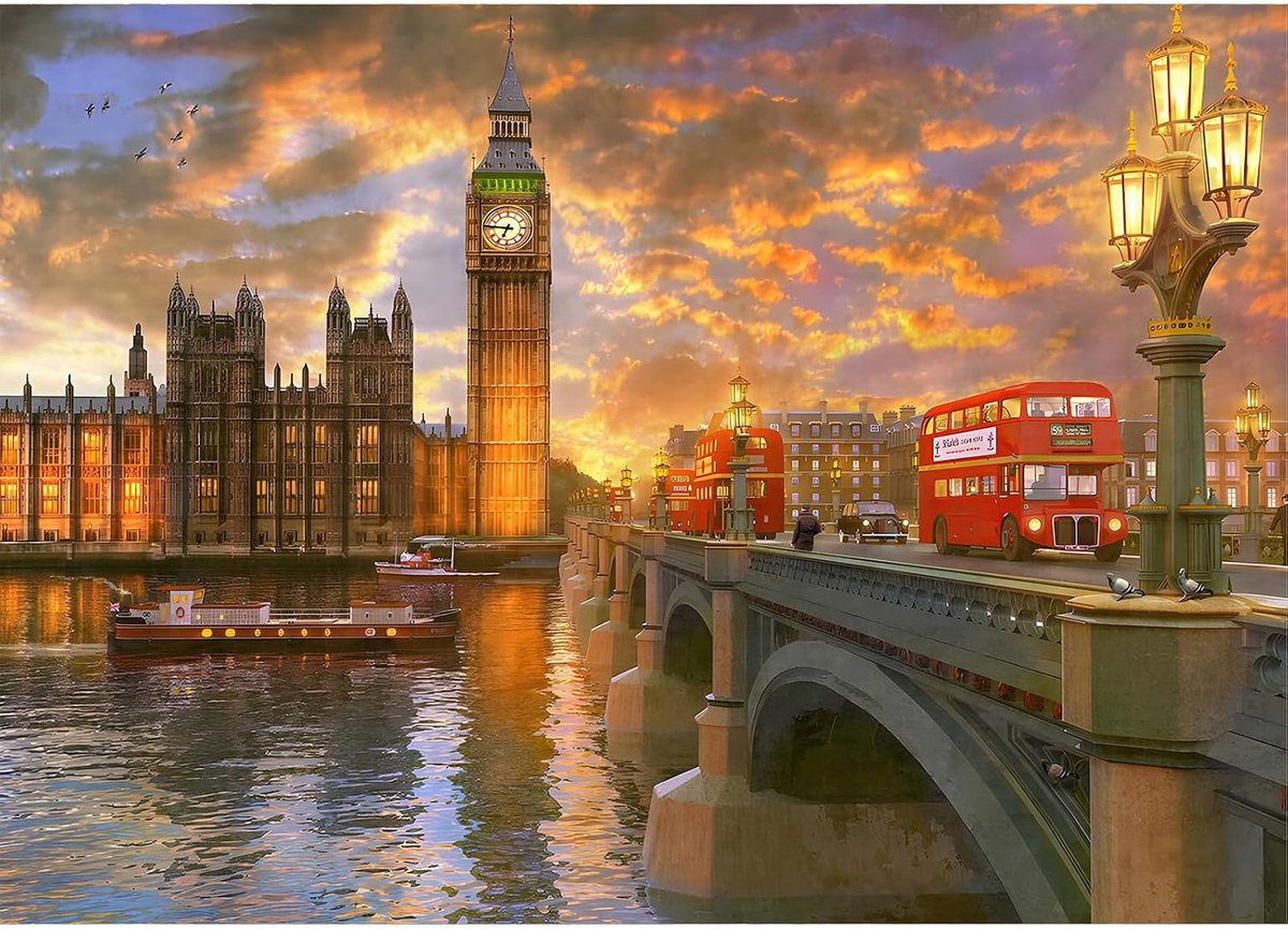 Kits Adults Westminster Sunset, Diy Round Full Drill Diamond Painting